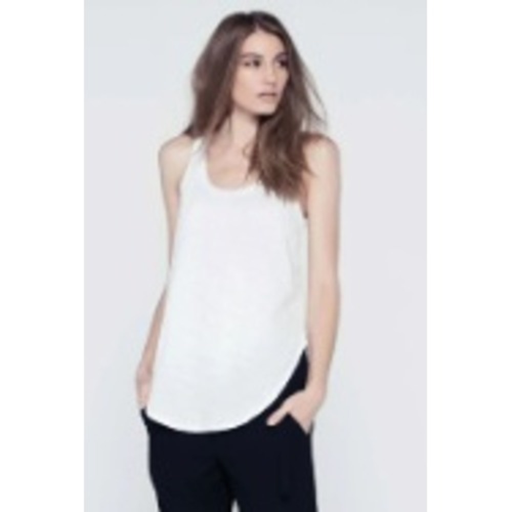 Wilt Women's Basic Sleeveless Shrunken Shirttail White 100% Cotton Tank Size XS